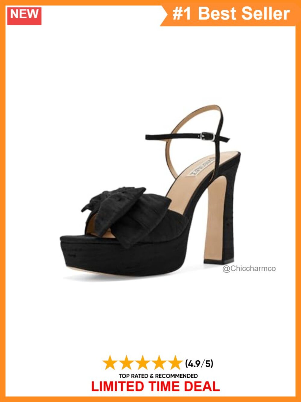 Badgley Mischka Oliva Heeled Sandal Platform Ankle Strap Block Heel Leather